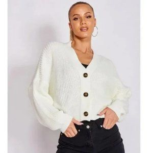 Knitted Long Sleeve V-Neck Loose Fit Cardigan Sweater